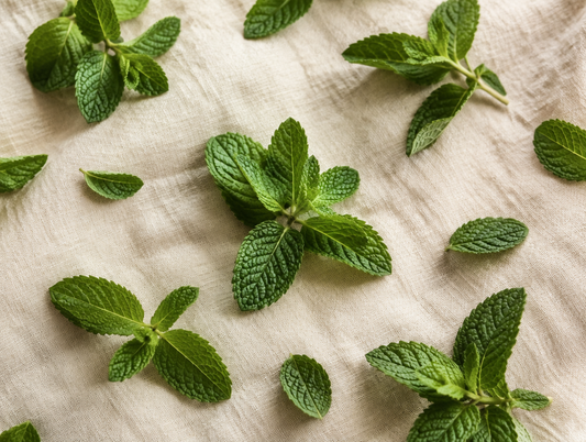 Feuilles de menthe fraîches, ingrédient de notre gamme Énergie BathsTea